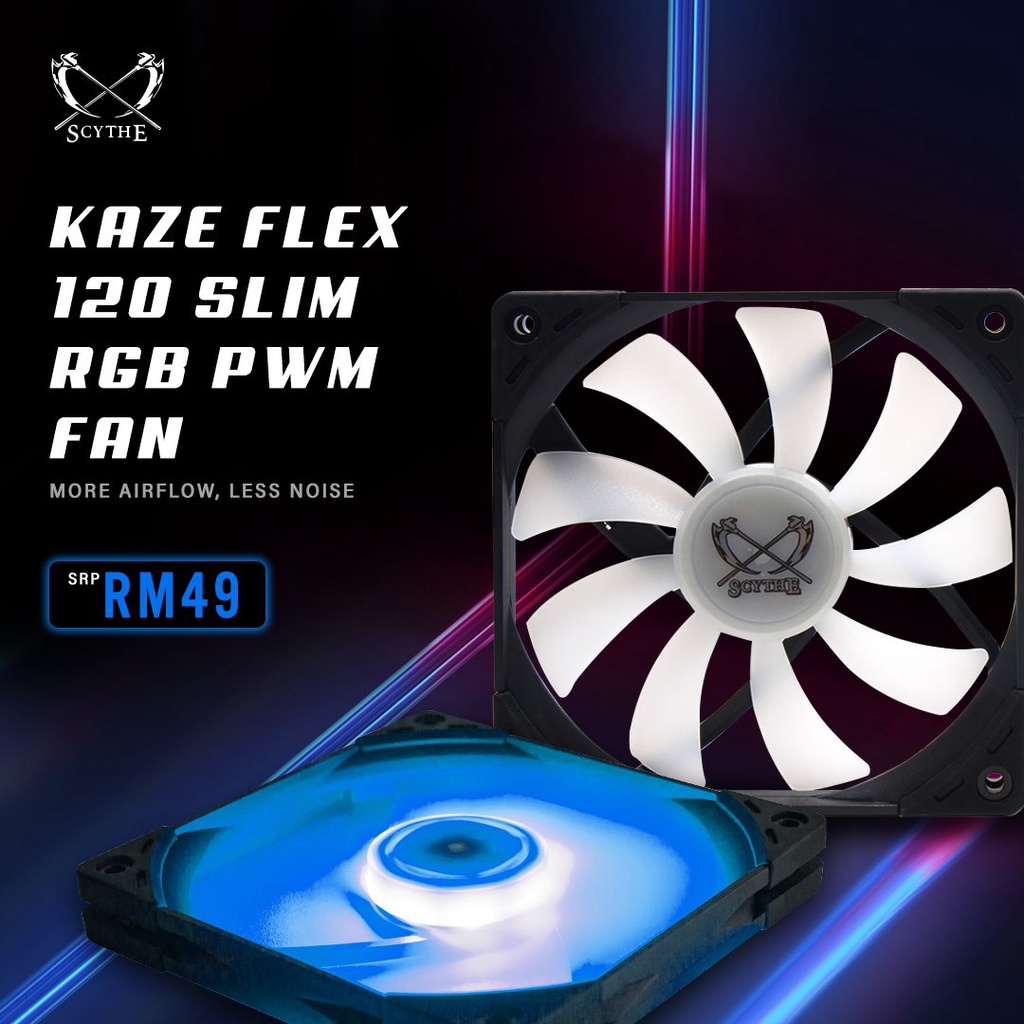  SCYTHE Kaze Flex 120 Slim RGB 120mm 1800RPM PWM Slim Fan Shopee