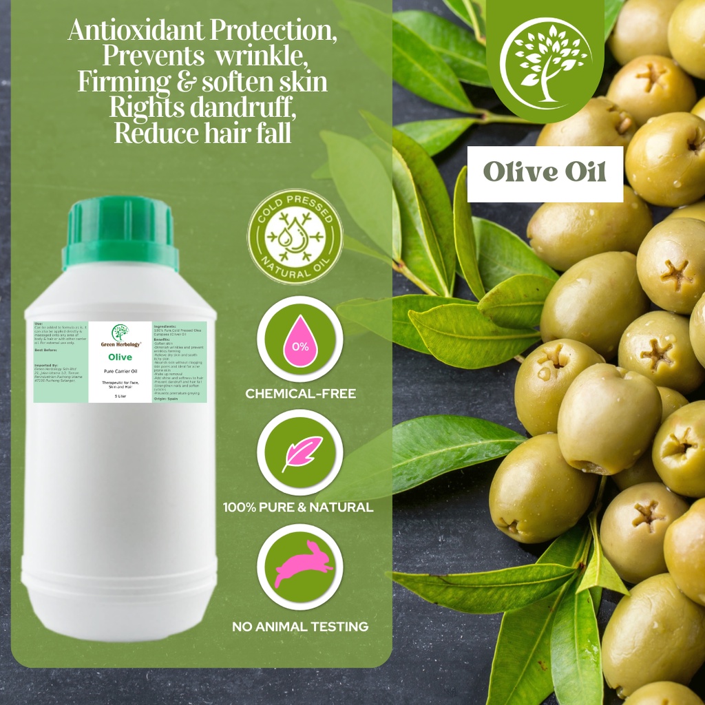 Cold Pressed Olive Oil - For Soap Making , Face Oil , Body Oil, Carrier Oil  (5 Liter)
