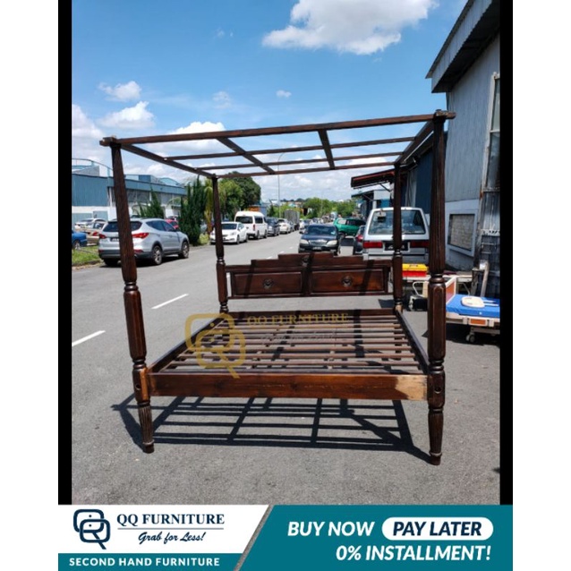 Teak Wood 4 Poster King Bed Frame / Katil King saiz / Katil Murah /Teak