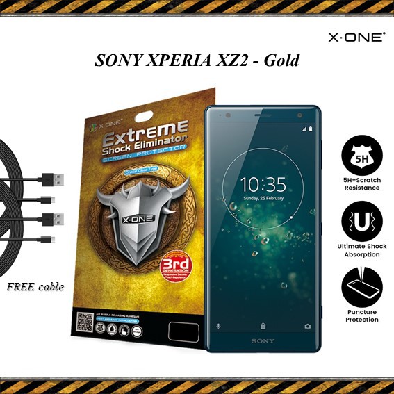 Sony Xperia XZ2 XOne Extreme Shock Eliminator Screen Protector (Gold
