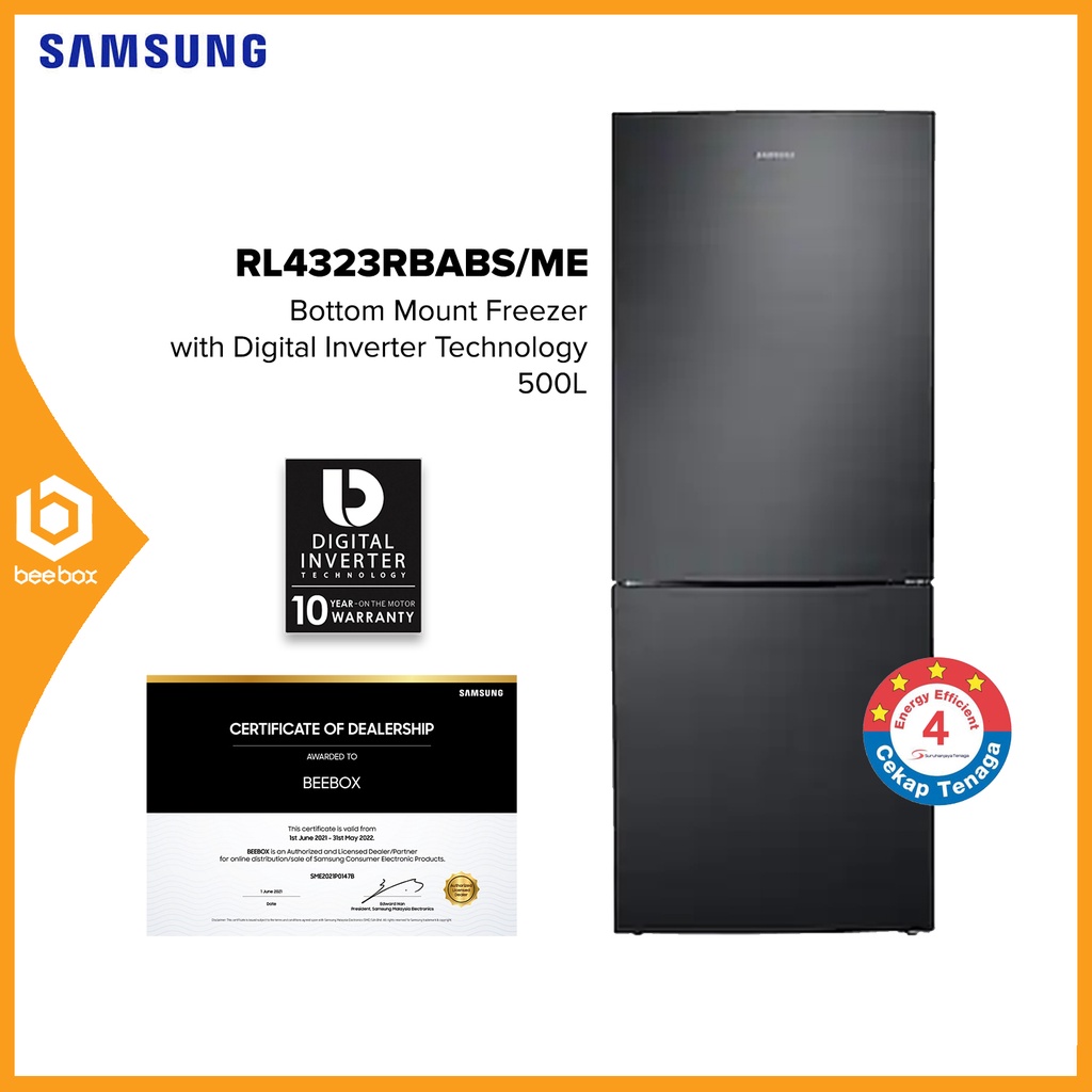 Samsung RL4323RBABS/ME Bottom Mount Freezer with Digital Inverter