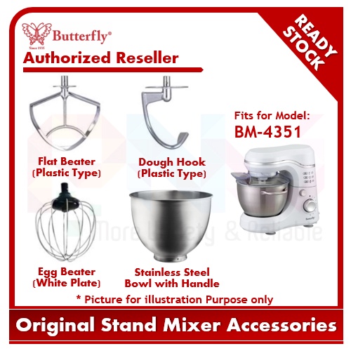 【Original】Butterfly BM4351 Stand Mixer Accessories (Egg Beater / Flat Beater / Dough Hook