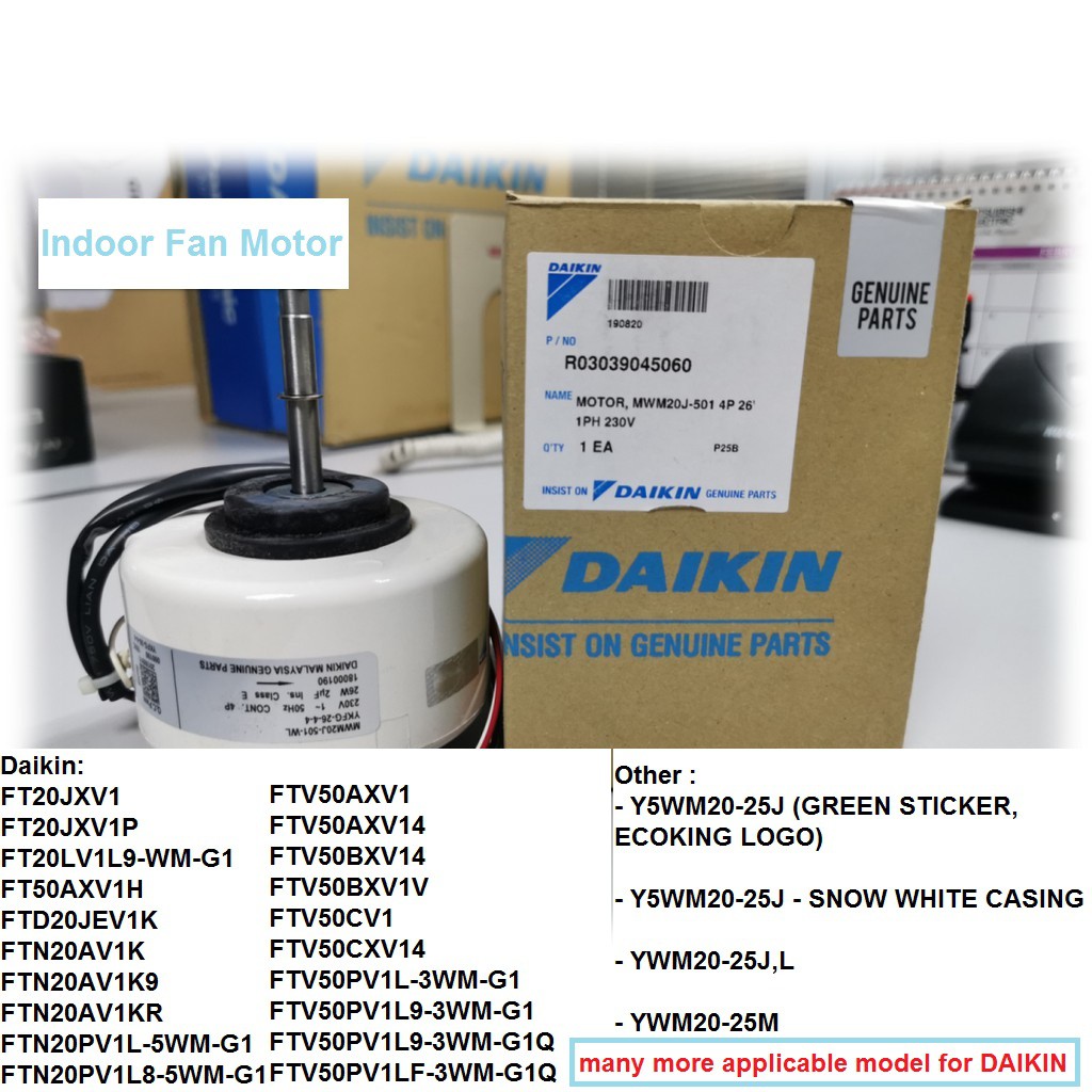 [DAIKIN Genuine Part] Indoor Fan Motor Wall Mounted (MOTOR, MWM20J501