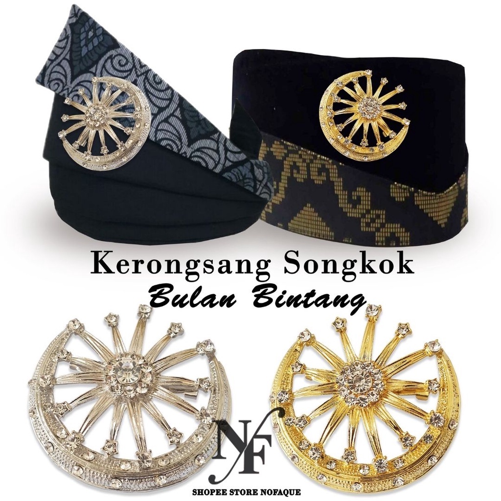 Kerongsang Dokoh Brooch Pin Songkok Tanjak Bulan Bintang Pengantin