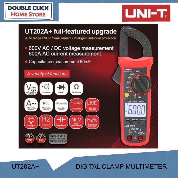 Uni-T Ut202A+ 6000 Counts Digital Clamp Meter True Rms Multimeter