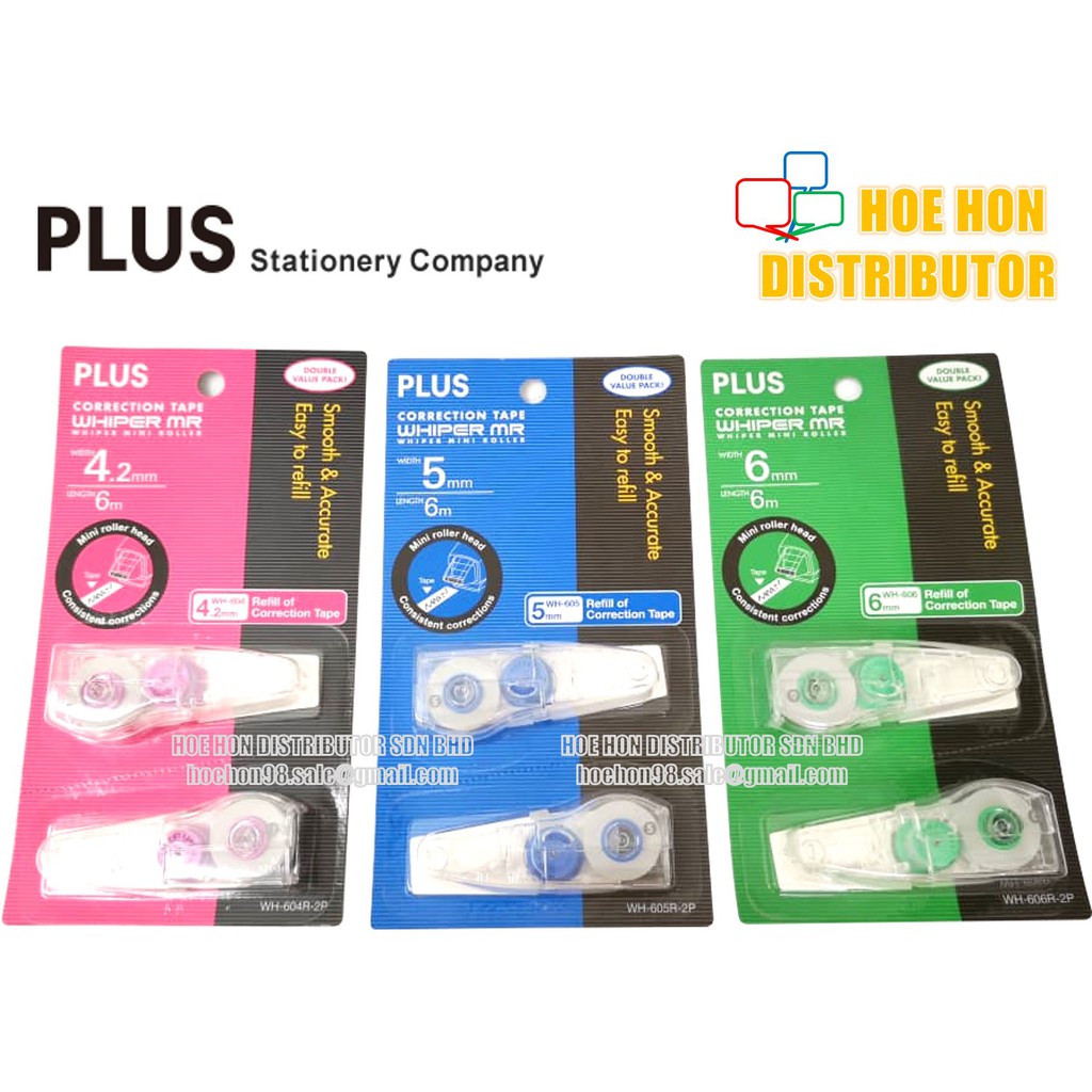 PLUS Correction Tape Whisper Mr Cartridge Refill 4.2mm 5mm 6mm 6m WH