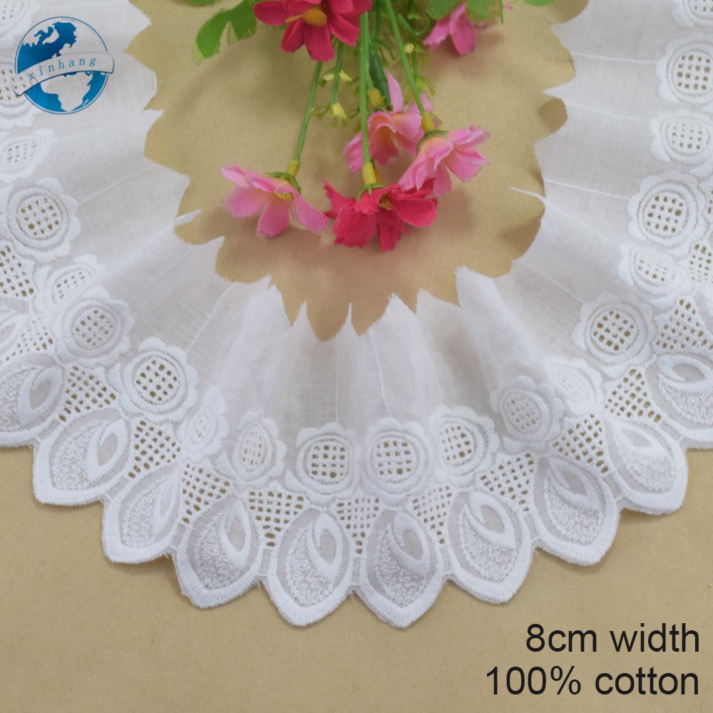 8cm wide 100% cotton embroidery lace edges lace fabric guipure diy