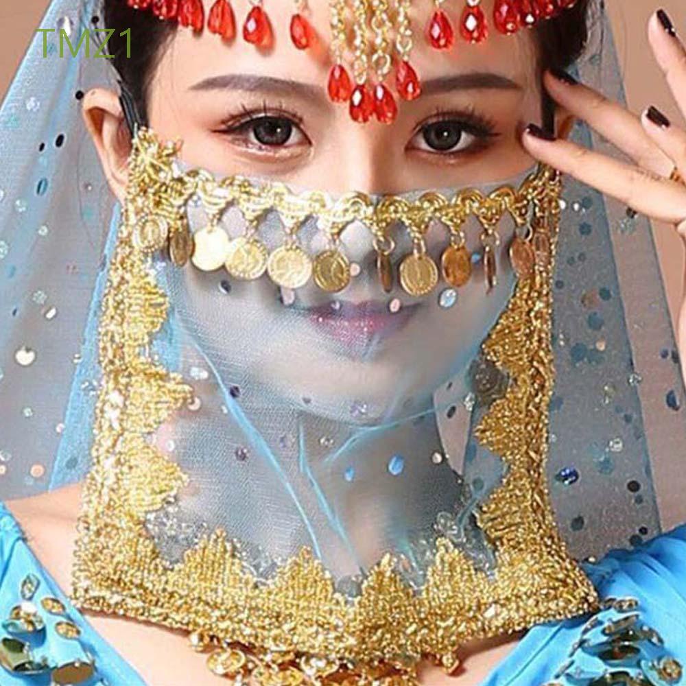 TMZ1 Rhinestone Face Veils Women Sequins Indian Dance Belly Dance Costumes Shopee Malaysia