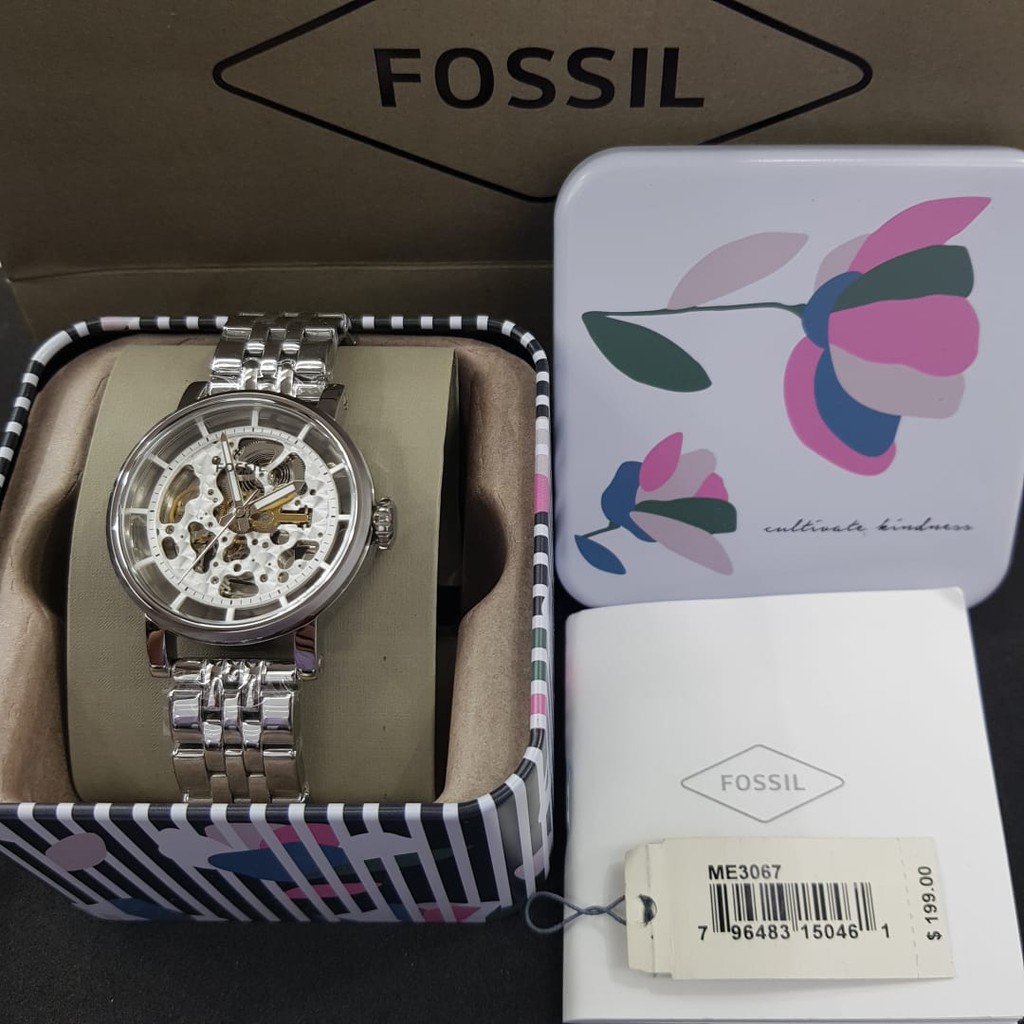 Authentic Fossil Women Automatic Boyfriend Skeleton Dial Silver Stainless Steel Watch ME3067 Jam Tangan Wanita Perempuan Shopee Malaysia