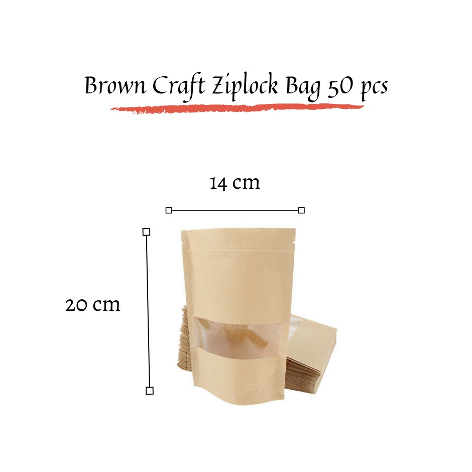 Brown craft ziplock bag 14 x 20 (50pcs) Shopee Malaysia