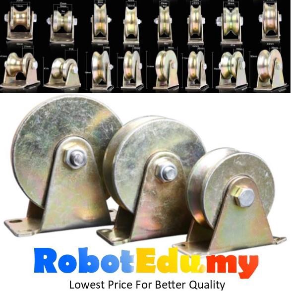 [Ready Stock] 1-5 inch U / V Shape Track Steel Pulley Bearing V Belt Wire Rope Lifting Block (1 Unit)