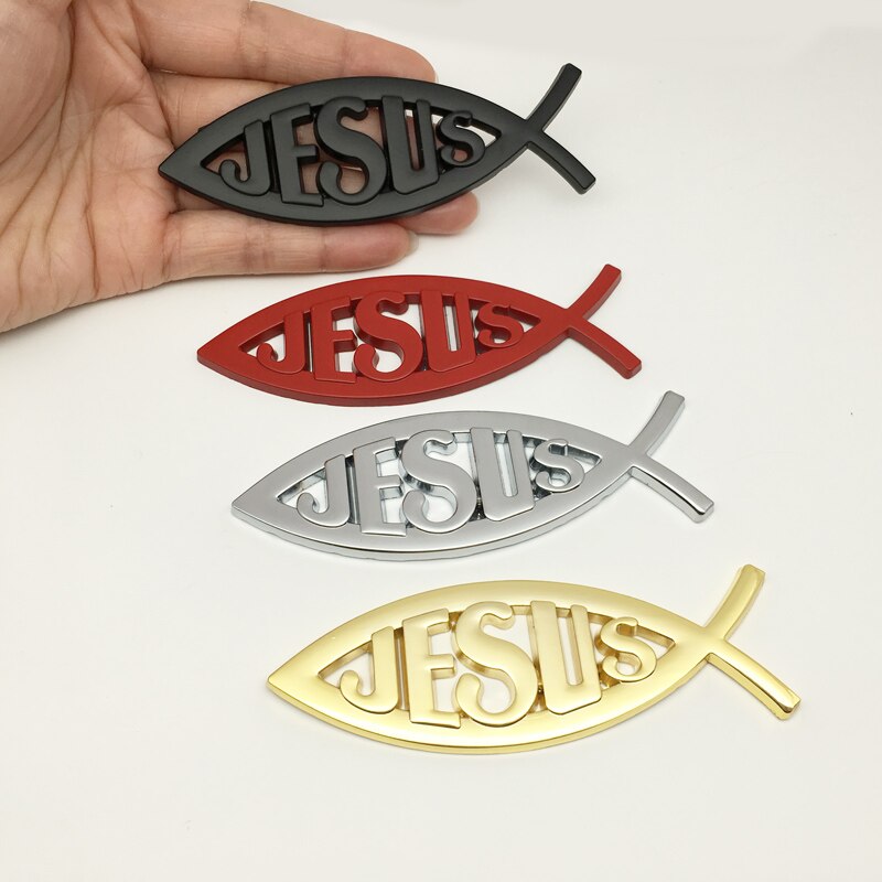 3D Metal Jesus Fish Symbol Logo Car Sticker Badge Emblem Tail Decal ...