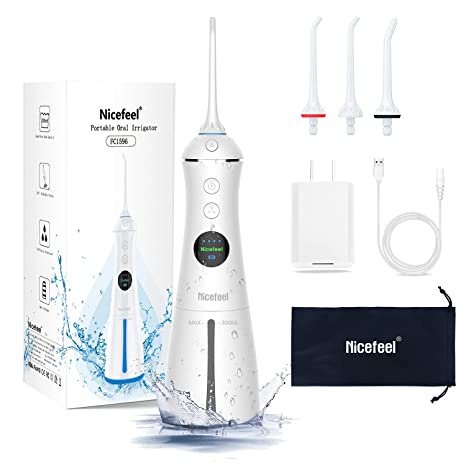 Nicefeel Portable Water Flosser Cordless Rechargeable Dental Cleaner ...