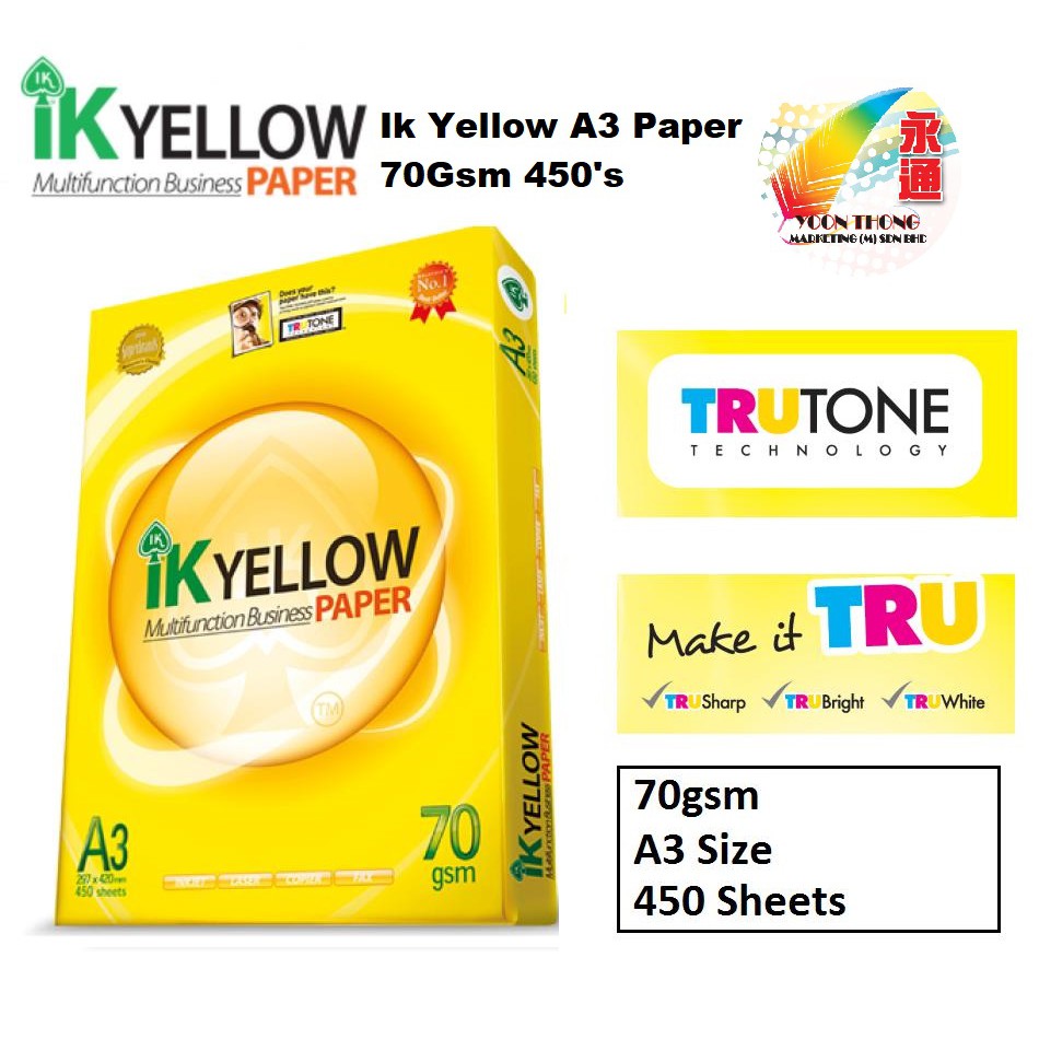 Ik Yellow A3 Paper 70/80gsm | Shopee Malaysia