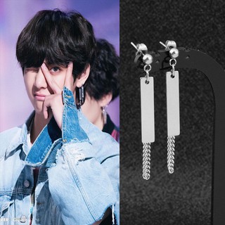 Solid 925 Sterling Silver "BTS" Star Jimin Long Tassel Unisex  Fashion Earrings