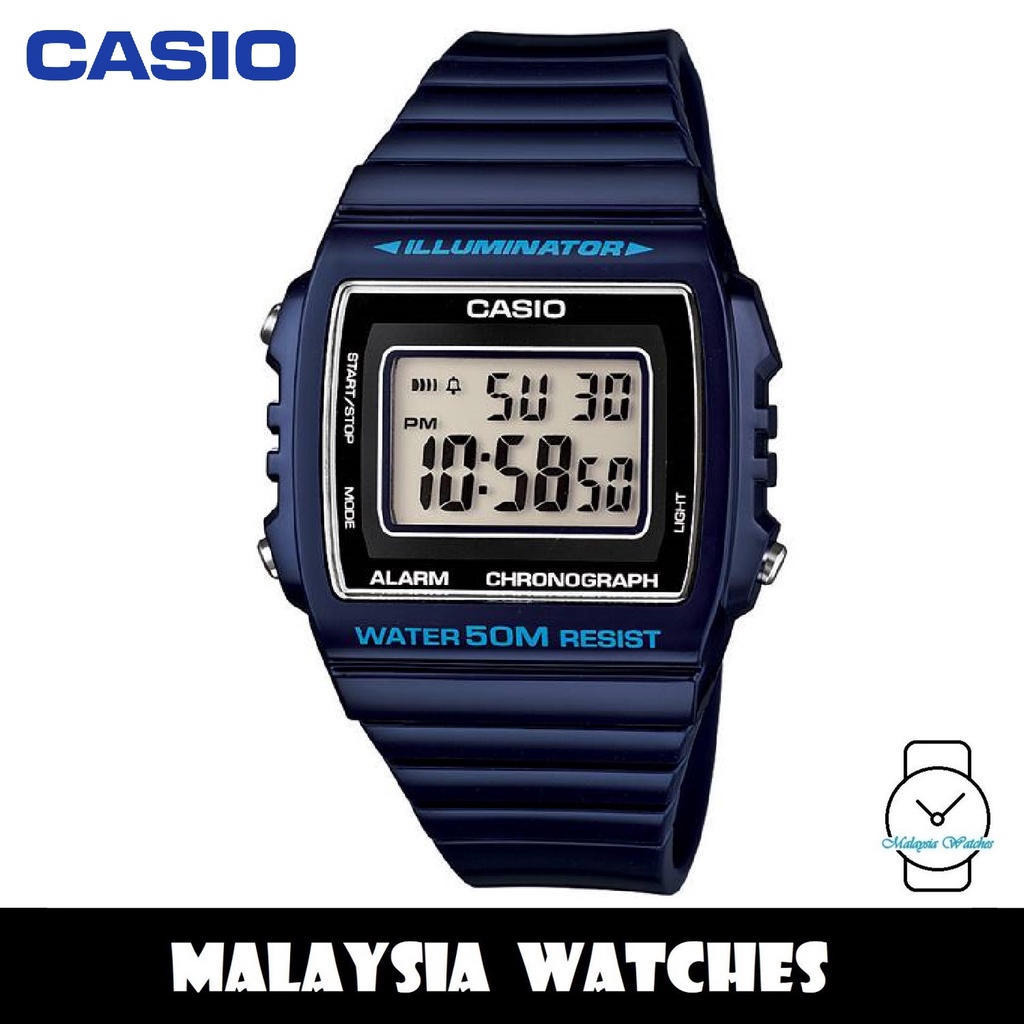 100 Original Casio W 215H 2A Classic Digital Navy Blue Resin