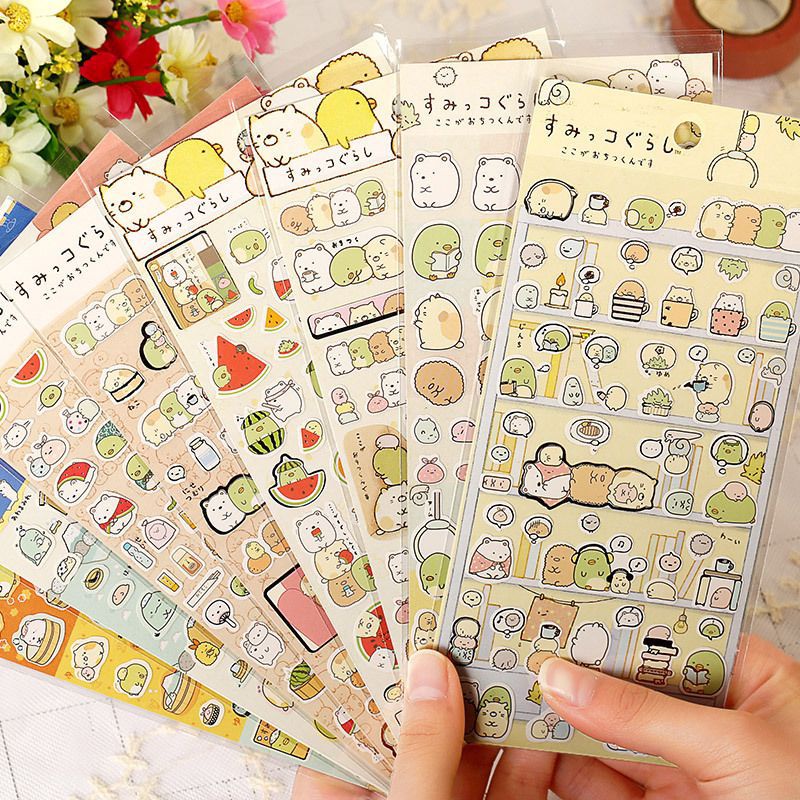 4sheets Cartoon Girls Anime Stickers Cute Korean Diary Journal