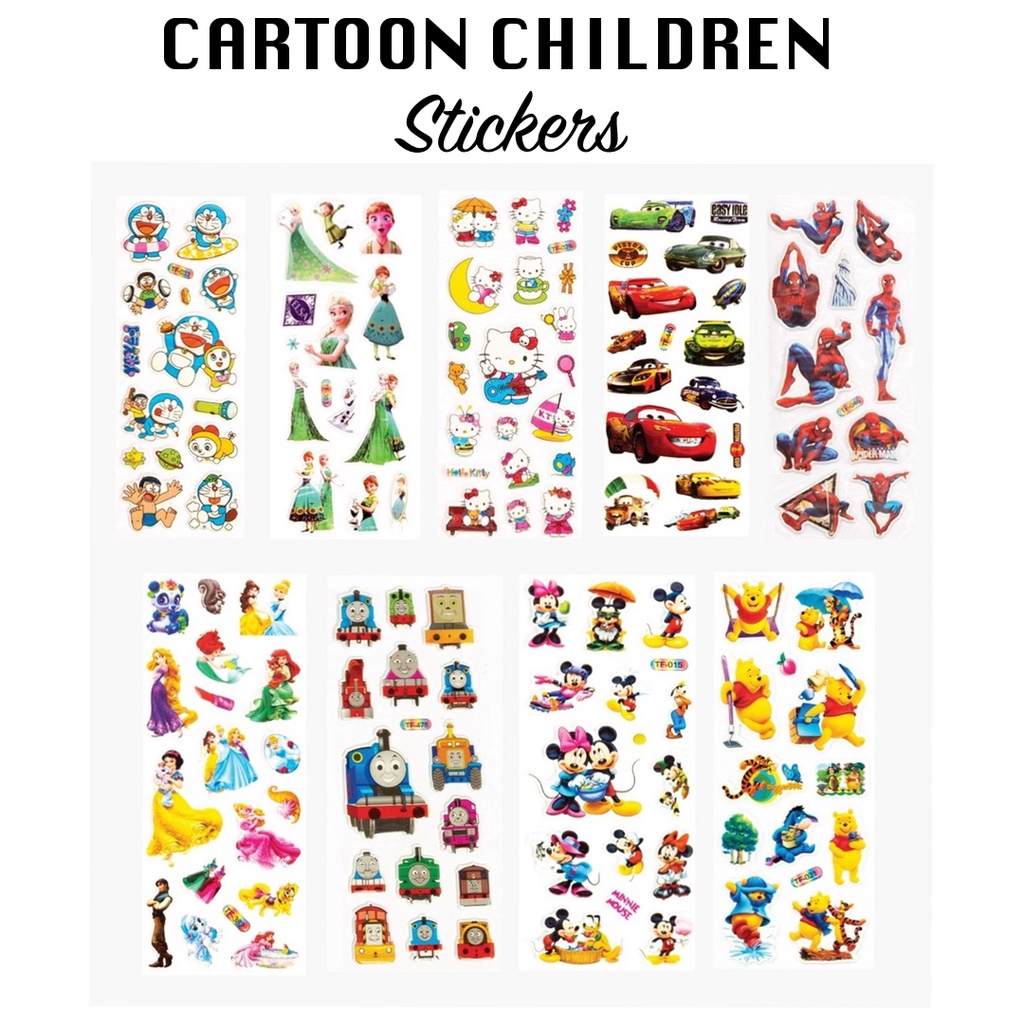 Cute Cartoon Character Children Sticker / Waterproof Children Sticker ...