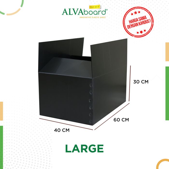 Hitam Alvaboard Plastic Cardboard Delivery Box Transfer Box 60x40x30 Cm 