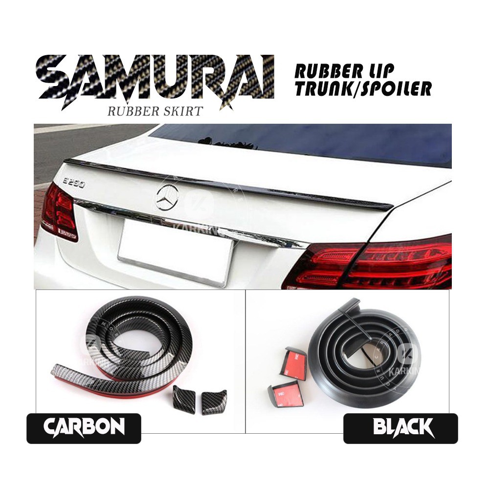 Samurai Rear Spoiler Black Carbon Ducktail Lip Rubber Strip