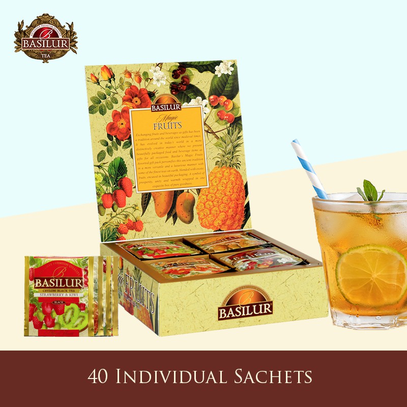Basilur Tea Magic Fruits Box (40 Sachets - Strawberry Kiwi/Mango ...