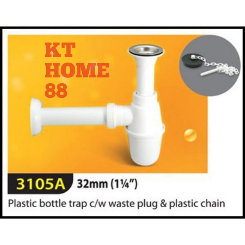 PVC Bottle Trap With Waste 32mm (For Toilet Basin) | Shopee Malaysia