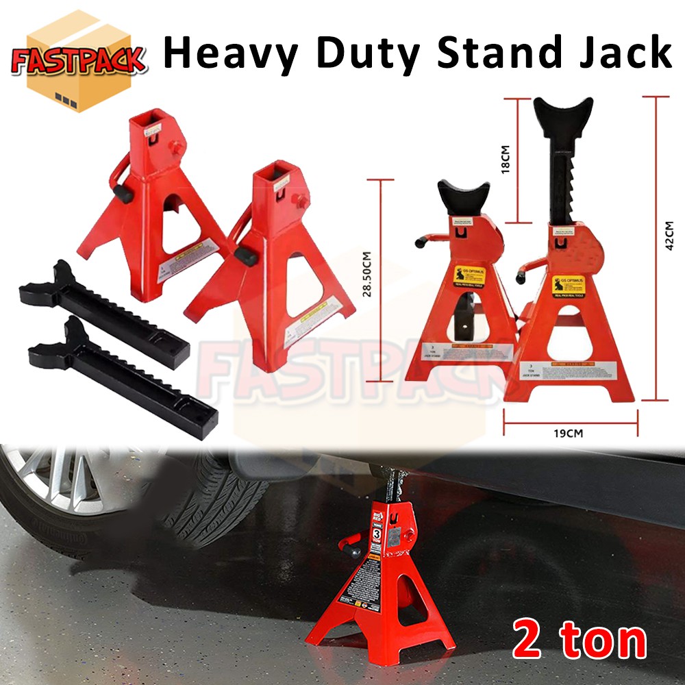 Heavy Duty Double Safety Locking Car Stand Jack Steel 2 TON - 2 PCS ...