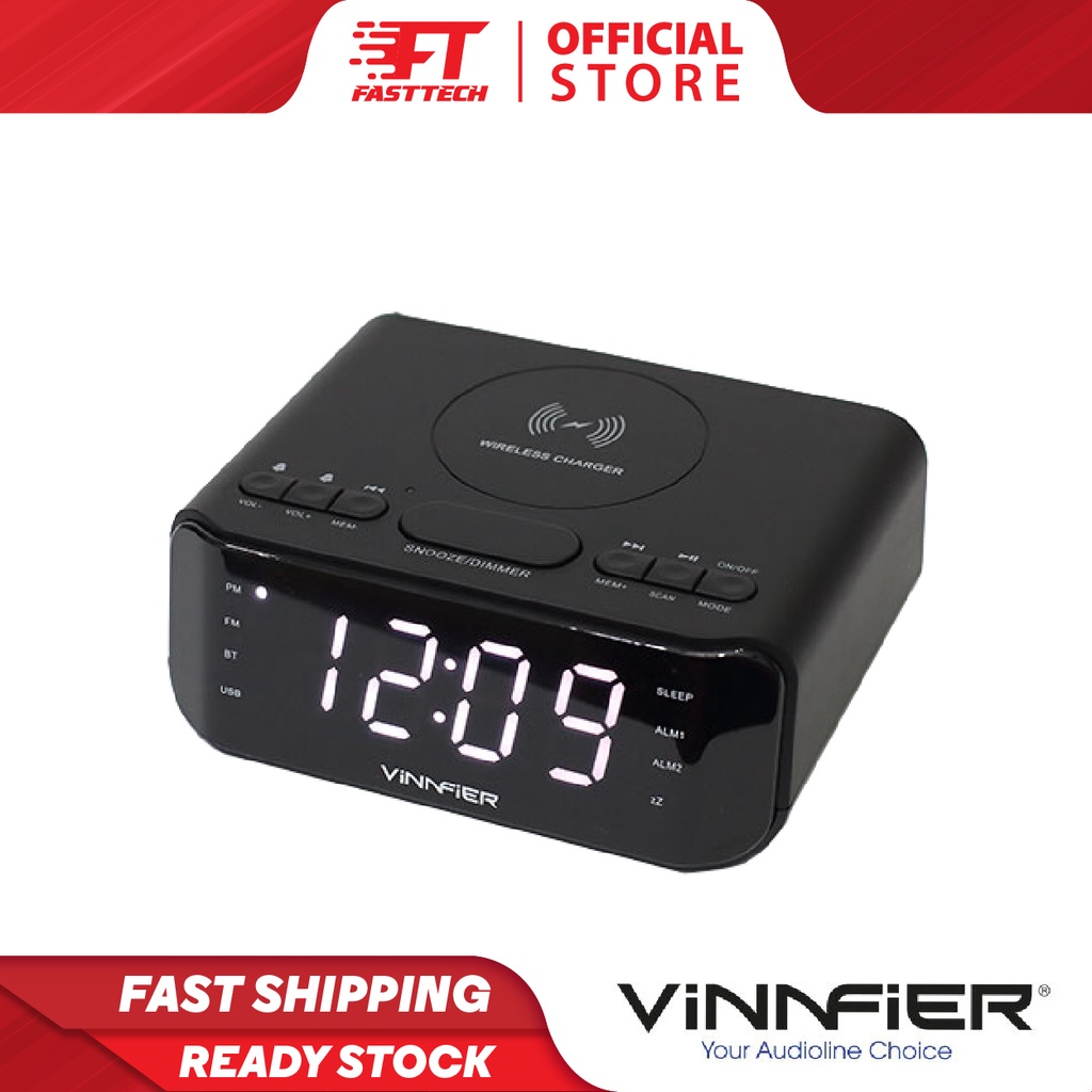 Vinnfier Wireless Alarm Clock Radio NEO AIR 2C with Wireless Charging