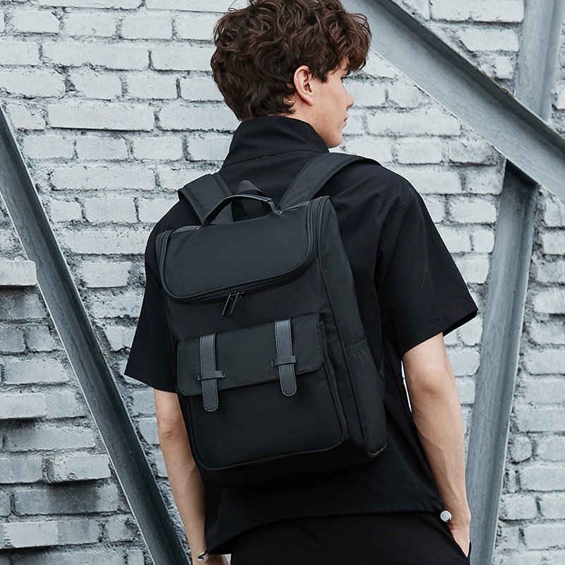 Trendy Men Nylon Backpack Big Capacity Bag Laptop Notebook Korean Korea Style For School Sekolah Beg Day Trip Travel Shopee Malaysia