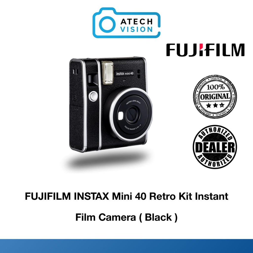 FUJIFILM INSTAX Mini 40 Retro Kit Instant Film Camera ( Black ) (FU INS