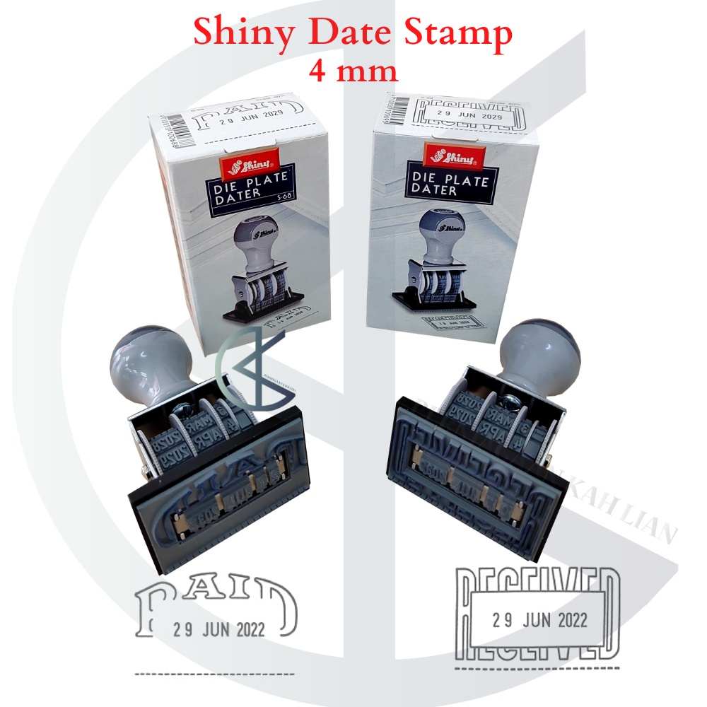 Shiny Date Stamp / Dater Stamp / Paid Received Adjustable Date Chop ...