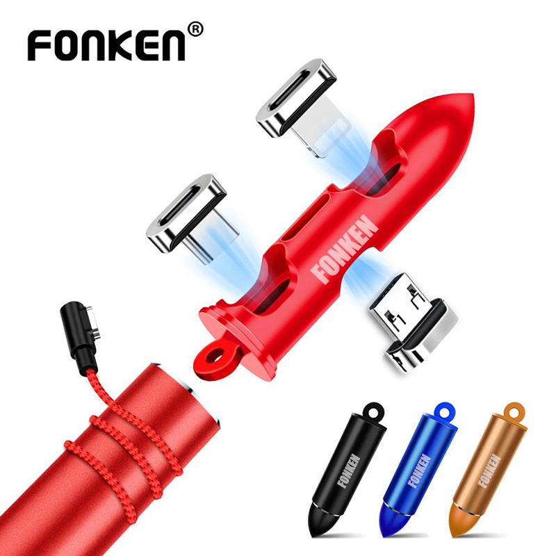 FONKEN Magnetic Cable Plugs Case Portable Micro USB Type C Plug Storage ...