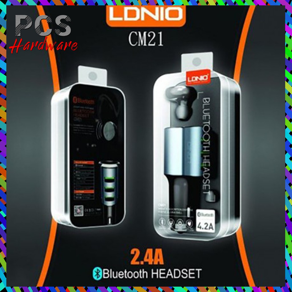 LDNIO CM21 Smart Bluetooth Headset 4.2A Auto ID 3 USB Port Car