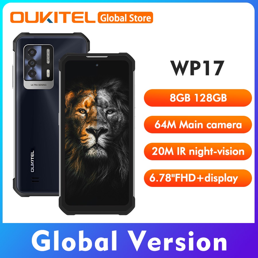 Global Version Oukitel WP17 Rugged Smartphone 8300MAH 8GB+128GB 6.78“FHD+  Android 11 Mobile Phone 64M+16M NFC Cell Phone