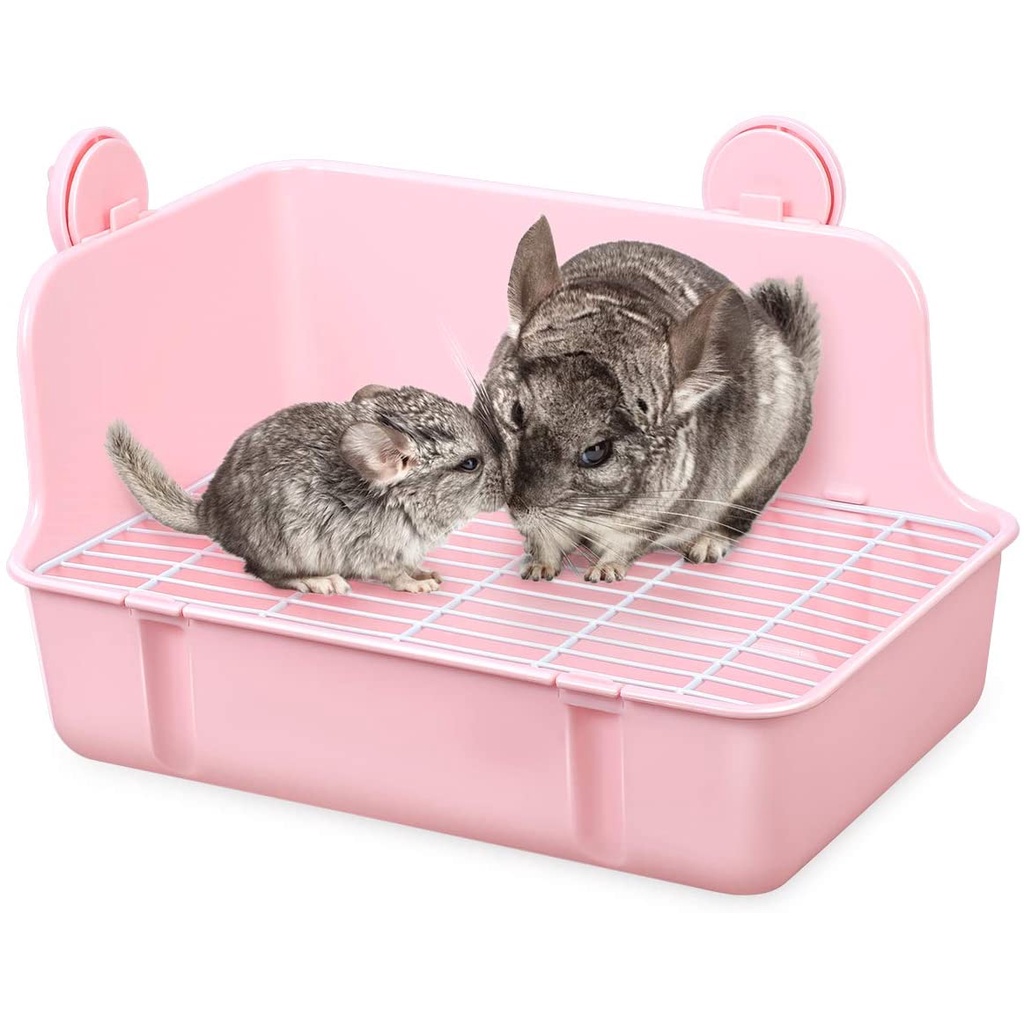 POPETPOP Small Animal Litter Box Toilet Plastic Square Rabbit Cage