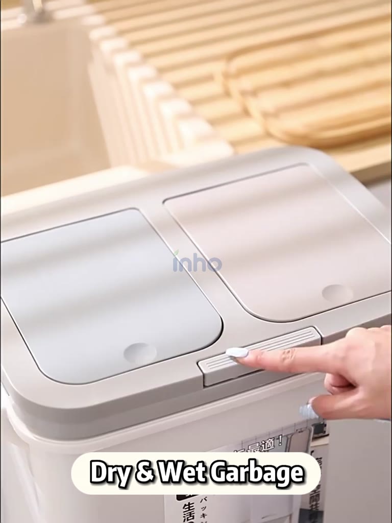 INHO 42/50L Large Movable Household Sorting Trash Plastic With Wheels ...