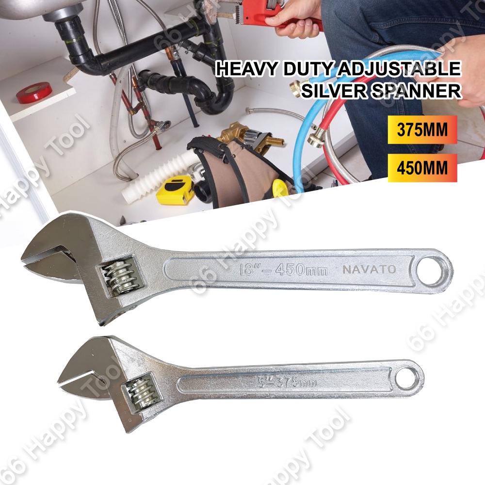 380mm 460mm Adjustable Silver Spanner 15Inch 18Inch Heavy Duty Switch ...