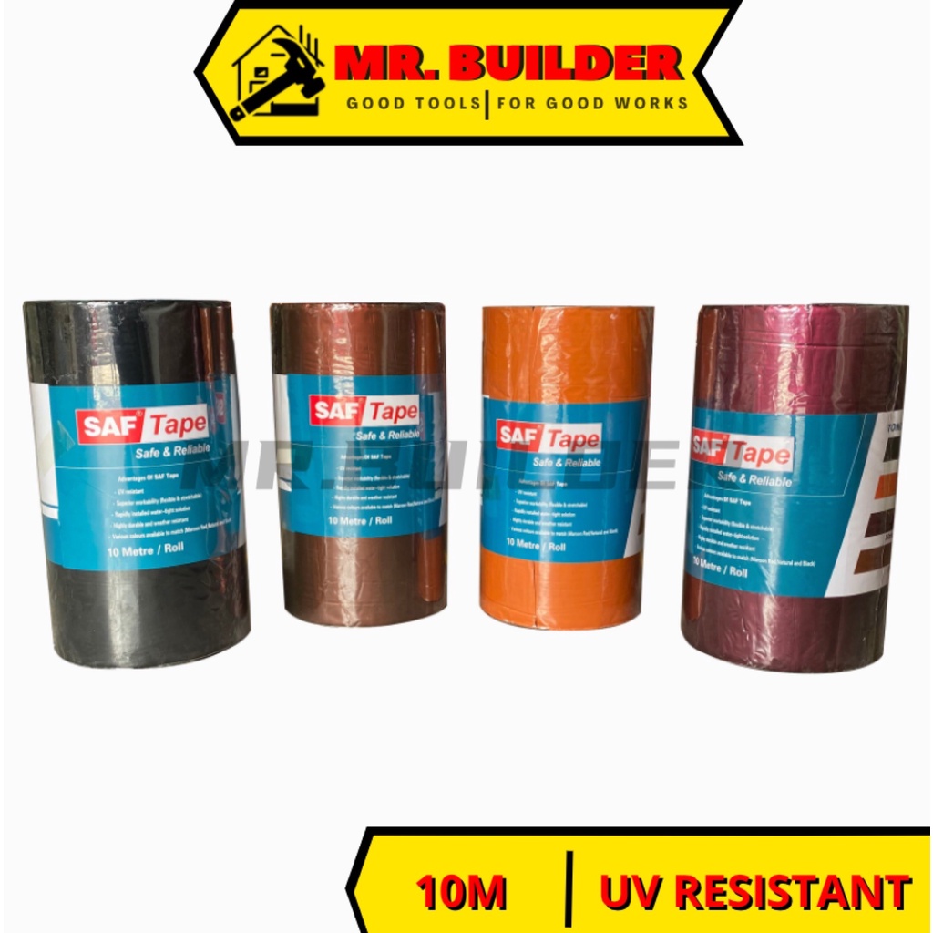 MR. BUILDER SAF Tape 10 Metre Roll Roof Tape Roof Tile Tape Tape Atap Tape Genting Getah Rabung