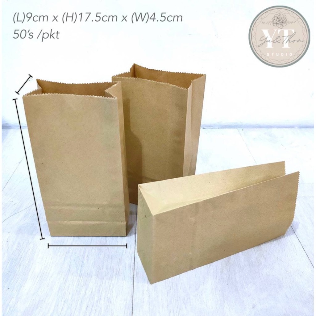 🔥ready Stock 🔥 20pcs50pcs Brown Craft Paper Bag Beg Kertas Coklat Goodies Bag Shopee 