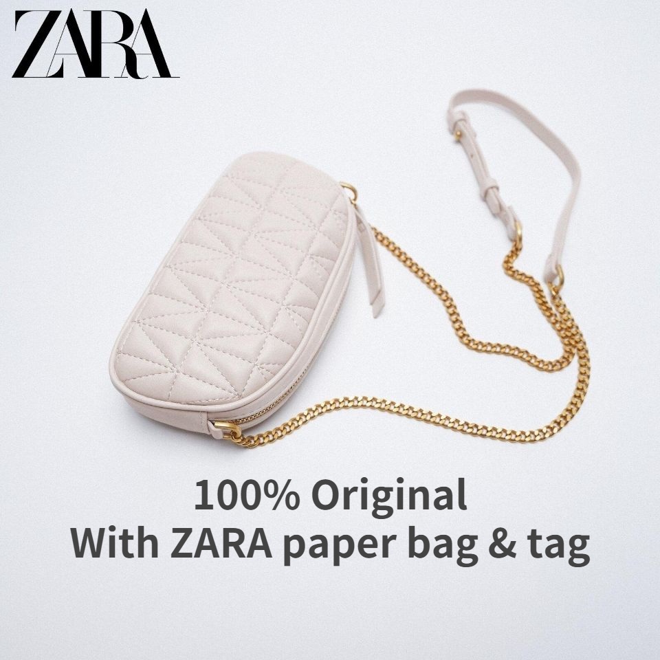 Shopee Lowest Price🔥 Zara Women's Bag New Small Fragrance Lingge Chain Bag  Sling Bag Versatile Large Capacity Shoulder Underarm Bag Handbag