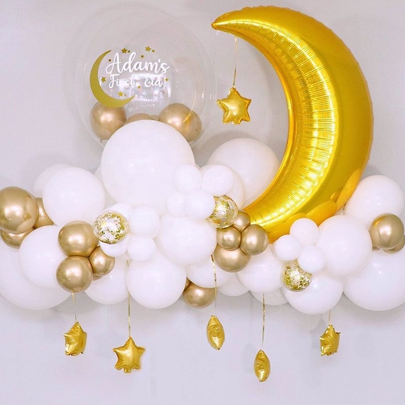 60Pcs Moon Star Balloon Set for Muslim EID Mubarak Festival Home DIY ...