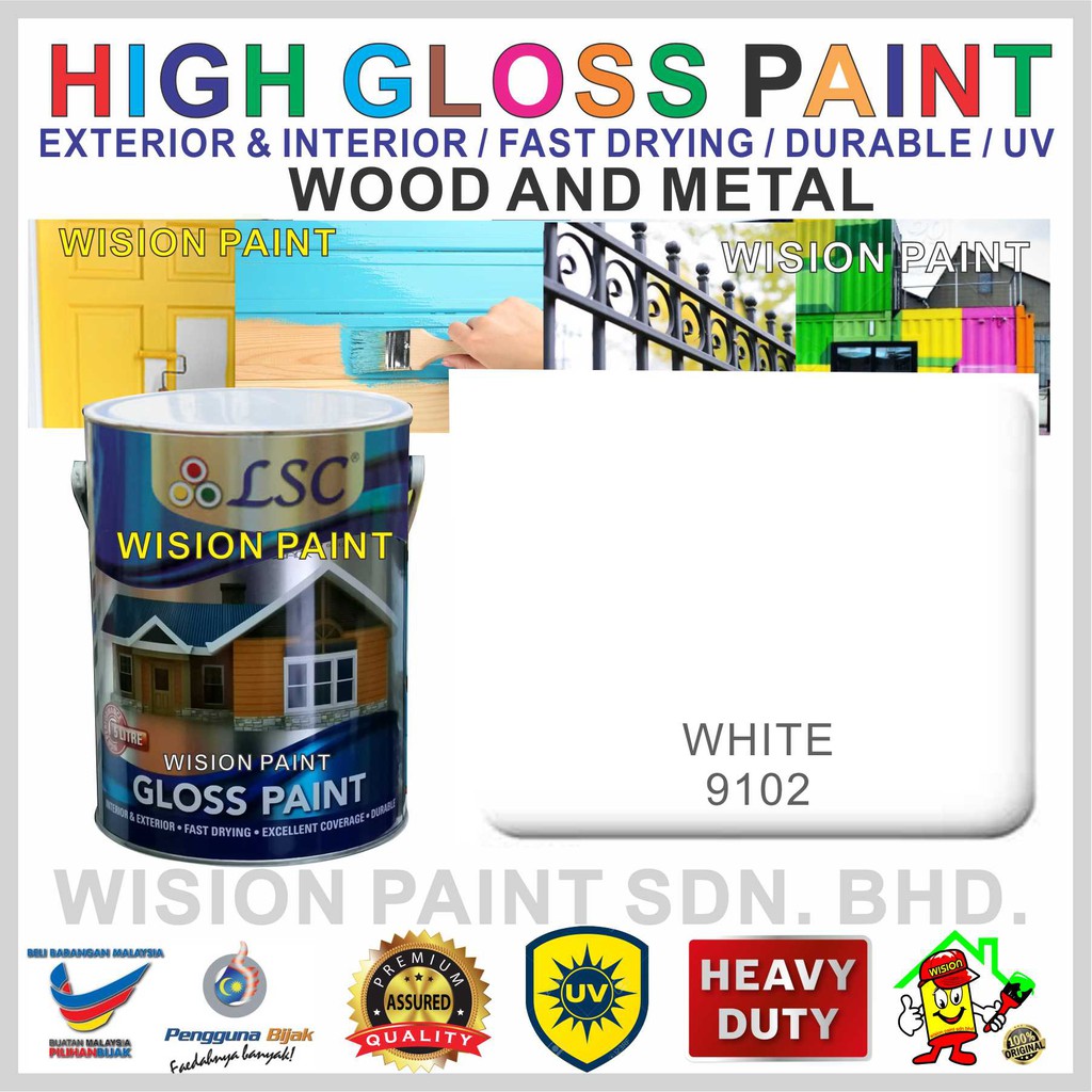 WHITE 9102 ( 1L ) LSC HIGH GLOSS PAINT HEAVY DUTY PRODUCT WOOD AND ...
