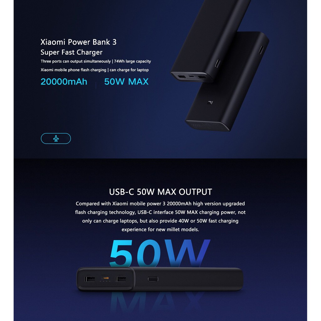 Xiaomi Mi 20000mAh 50W Power Delivery Universal Powerbank - Forestals