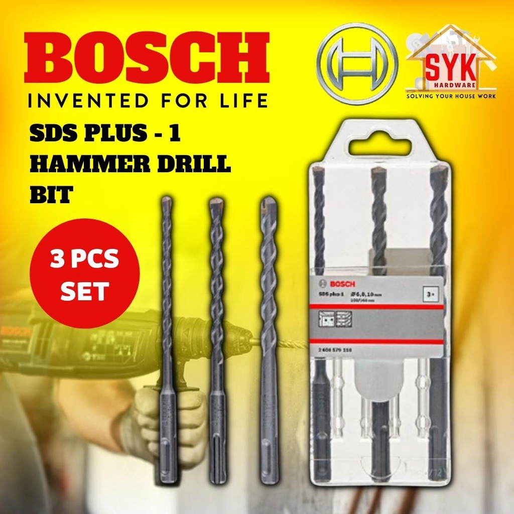 Syk Bosch Sds Plus 1 Hammer Drill Bit Concrete 3pcs 2608579118 5pcs