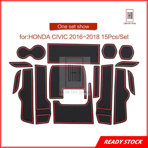 Honda Civic 2018 2019 Interior Slot Mat Rubber Car Mat Tray Mat