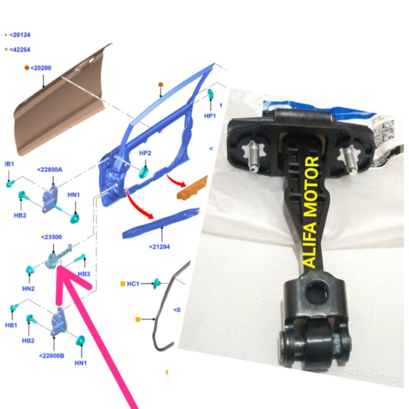 Check DOOR Hinge Checker Ford Fiesta All Type Front Genuine Ford ARM ...