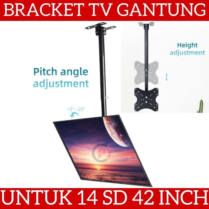 Telescopic Hanging Monitor Hanger Mount TV Bracket for 14 to 42 Inches ...