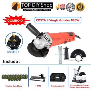 Electric Angle Grinder 13000 RPM Variable Speed 880W Copper Motor