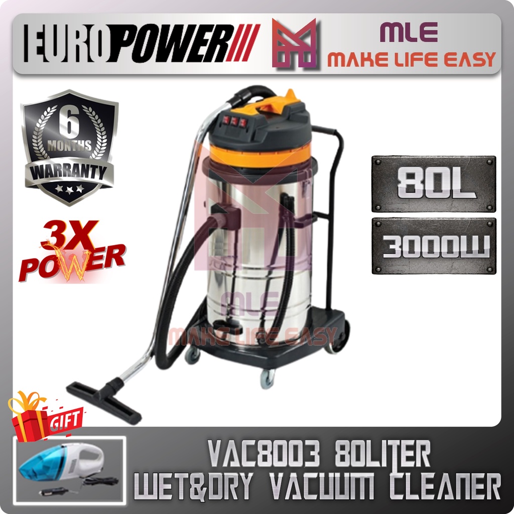 Europower Vac8003 80liter Industrial Vacuum Cleaner Machine 3000w Shopee Malaysia 9398