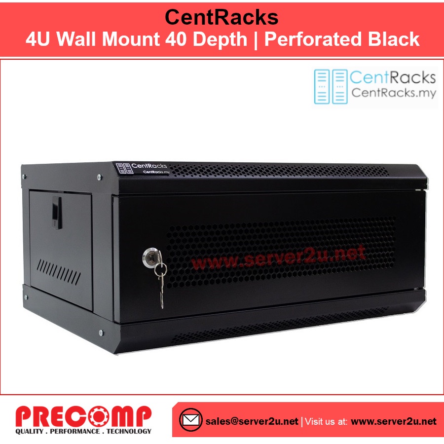 [FULLY ASSEMBLED] CentRacks 4U (40cm x 24cm x 53cm) Wall Mount Server ...
